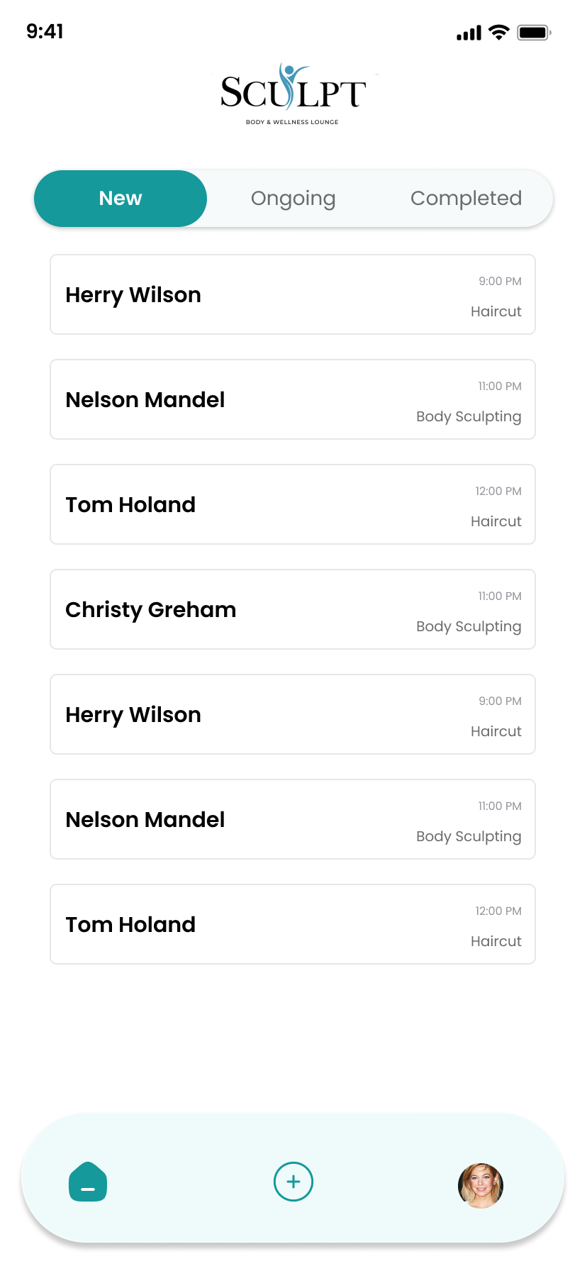 SculptVA staff app screen 1
